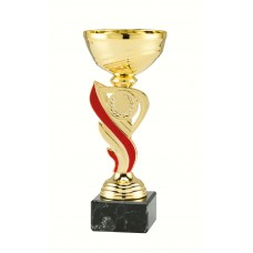 Beker goud-rood met zwart marmeren voet
